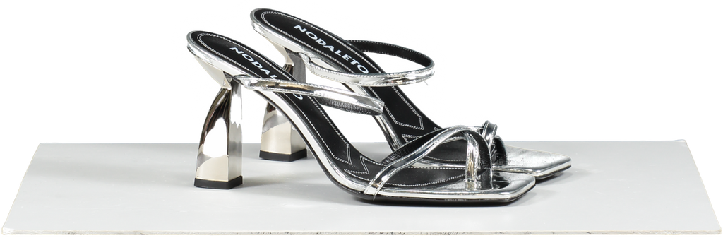 nodaleto Metallic Silver Angel Heeled Sandals UK 6 EU 39 👠
