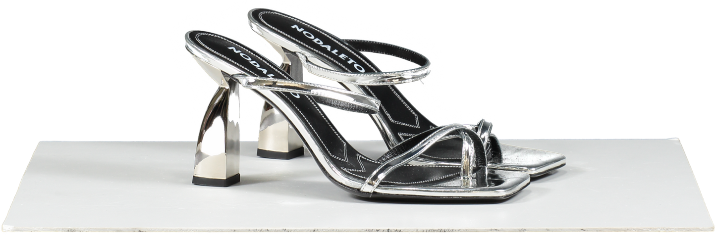 nodaleto Metallic Silver Angel Heeled Sandals UK 6 EU 39 👠