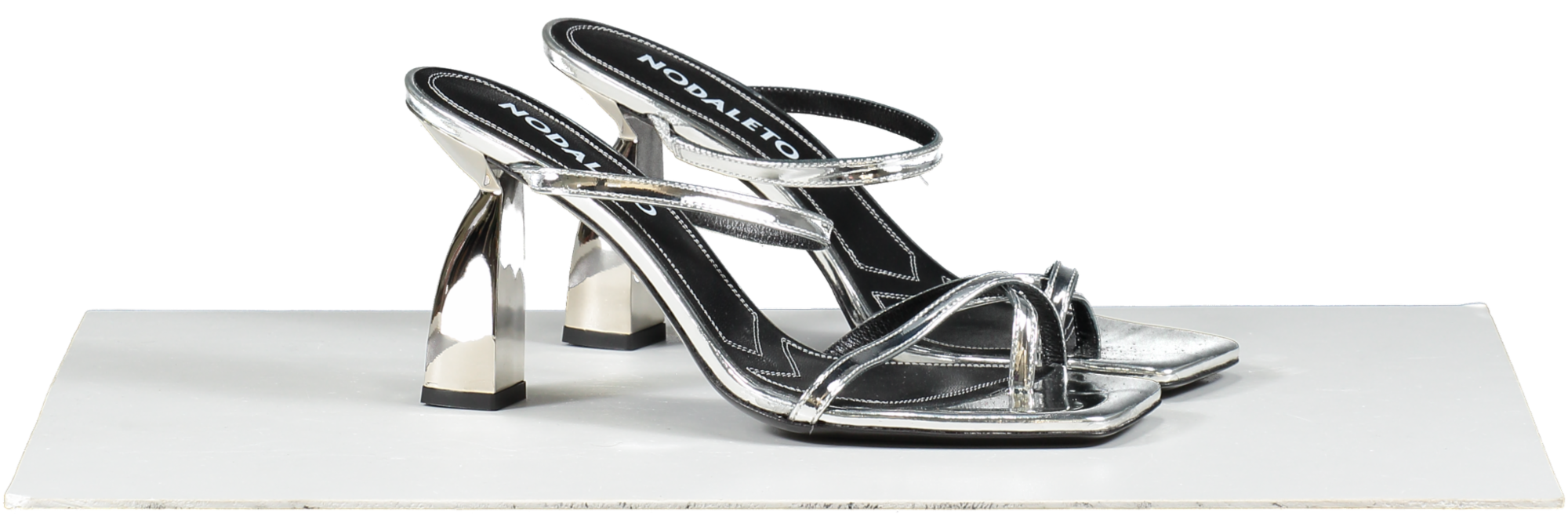nodaleto Metallic Silver Angel Heeled Sandals UK 6 EU 39 👠