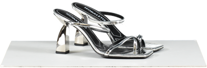 nodaleto Metallic Silver Angel Heeled Sandals UK 6 EU 39 👠