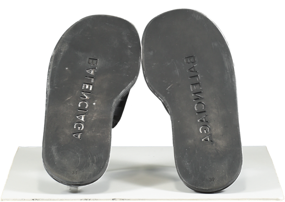 Balenciaga Black Hotel Logo Slides UK 6 EU 39 👠