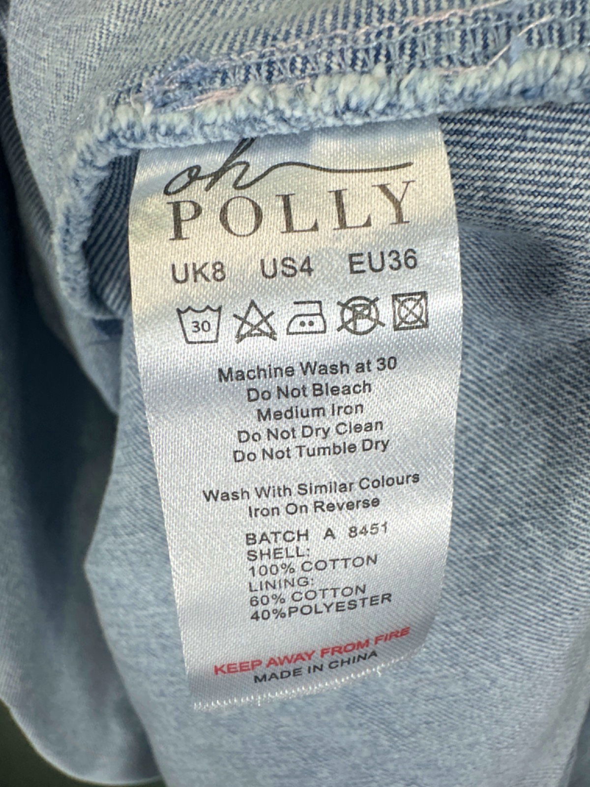 Oh Polly Light Blue Denim Halter Dress UK 8