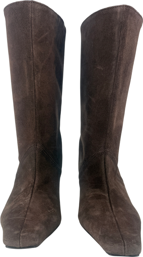 ASOS Brown Calloway Premium Suede Wide Leg Pull On Boots UK 5 EU 38