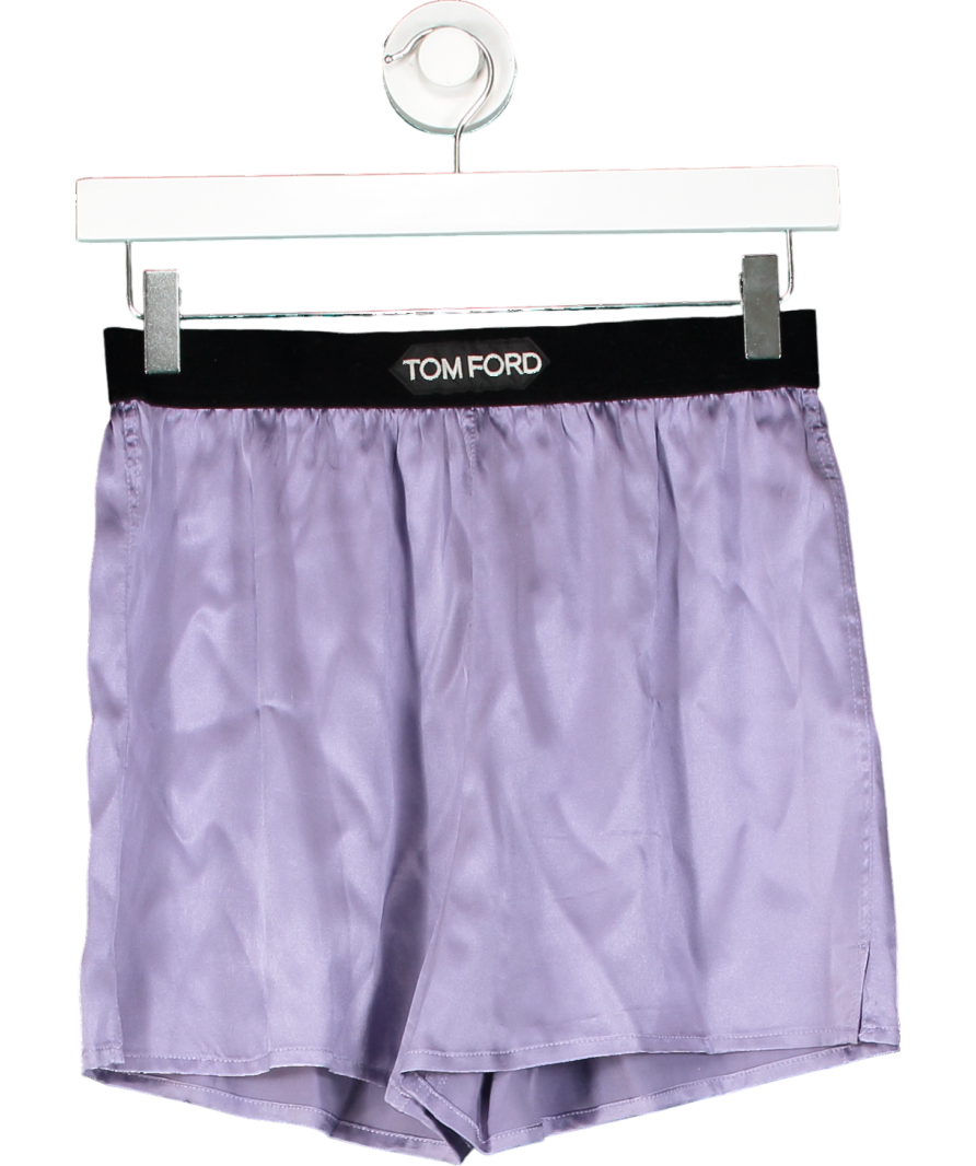 Tom Ford Purple 100% Silk Logo Band Boxer Shorts UK XS