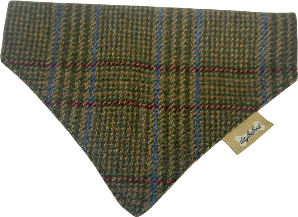 Daylesford Green Tweed Dog Bandana - For Dogs UK S