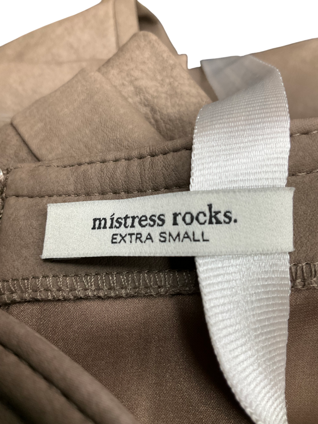 Mistress Rocks Brown Vegan Leather Balloon Trousers And Strapless Corset UK XS