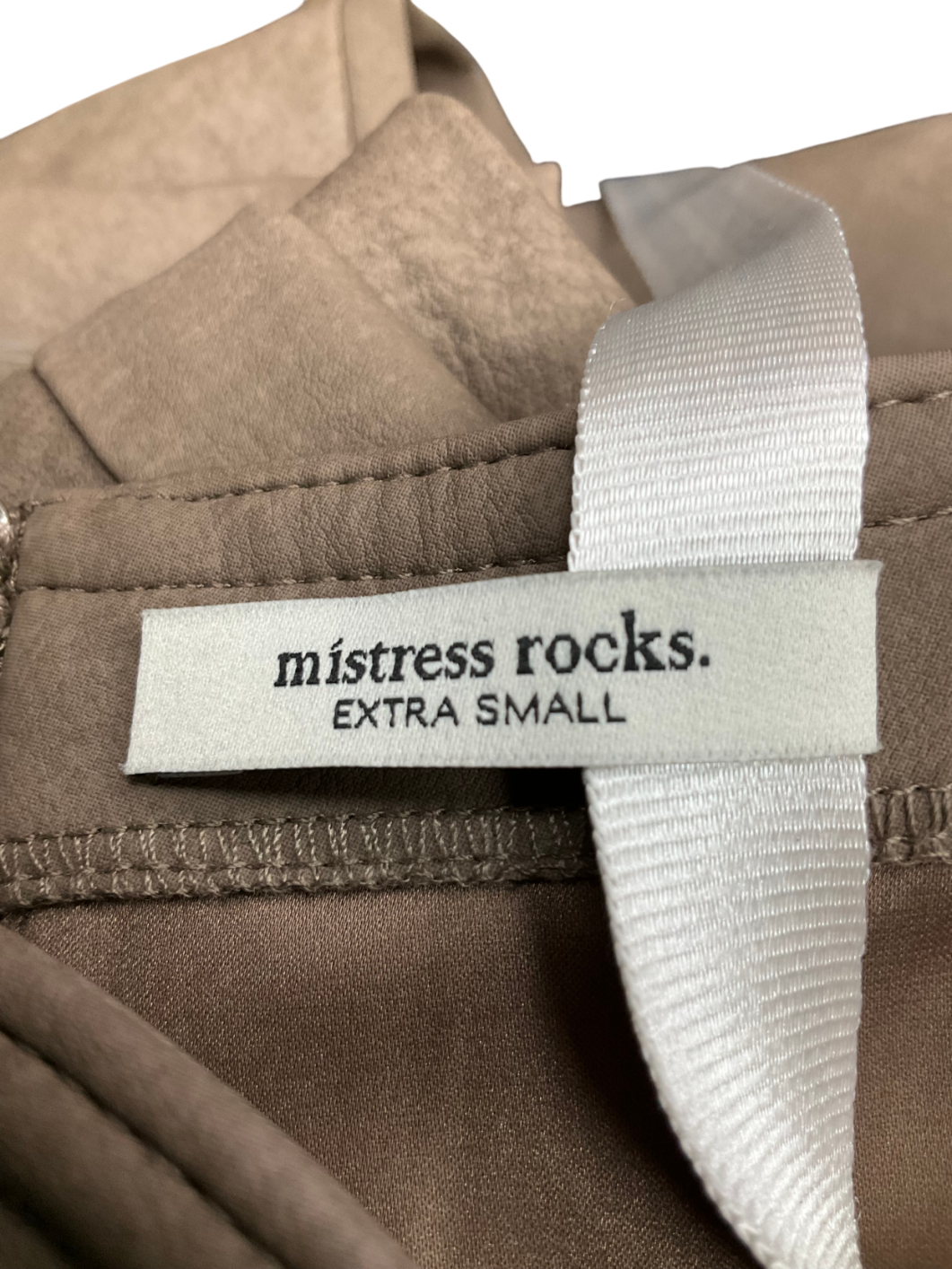 Mistress Rocks Brown Vegan Leather Balloon Trousers And Strapless Corset UK XS