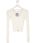 H&M Cream Embroidered Floral Ribbed Cardigan And Cami Top Set UK XS