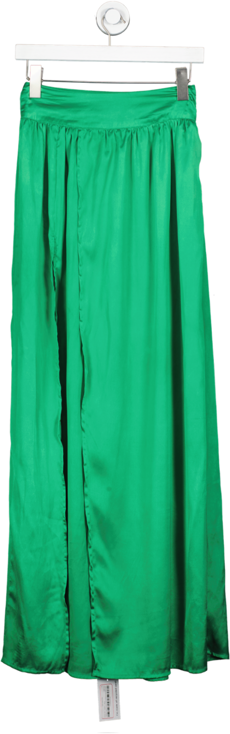 Nasty Gal Green Satin Maxi Skirt UK 8