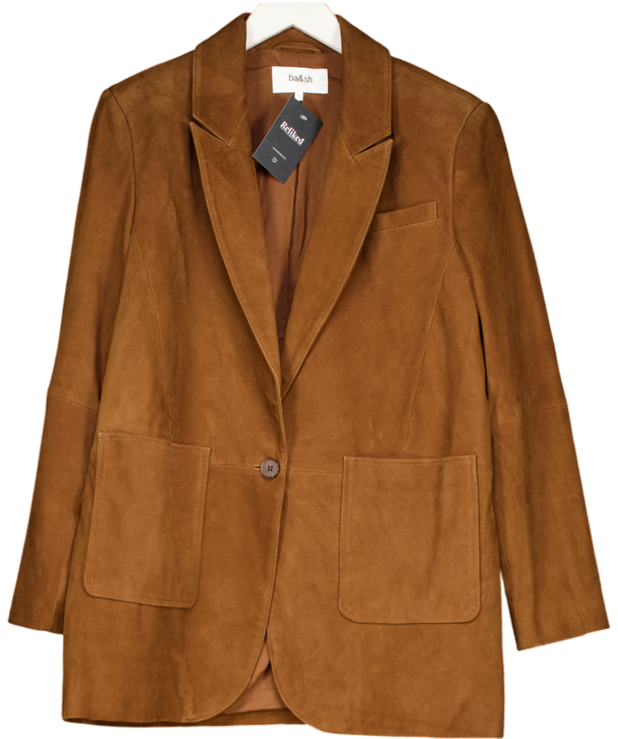 Ba&sh Tan Brown Mosty Suede Blazer Sz1 UK S