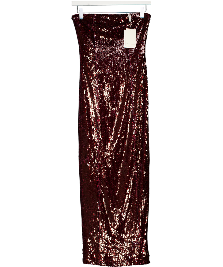 PRETTY LAVISH Red Wine Gene Sequin Midaxi Dress UK 6