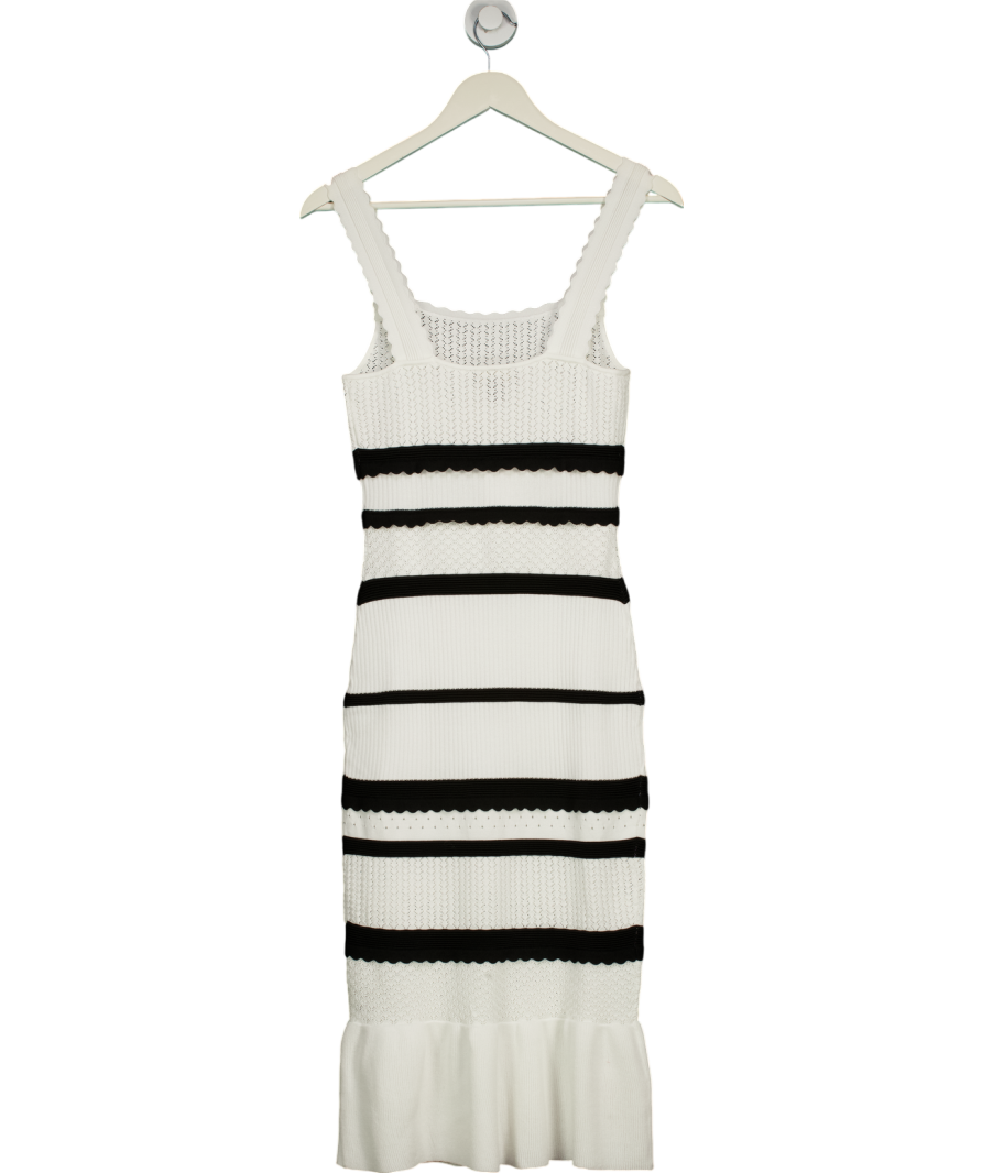 lipsy london White Monochrome Knitted Stretch Bodycon Midi Dress UK 8