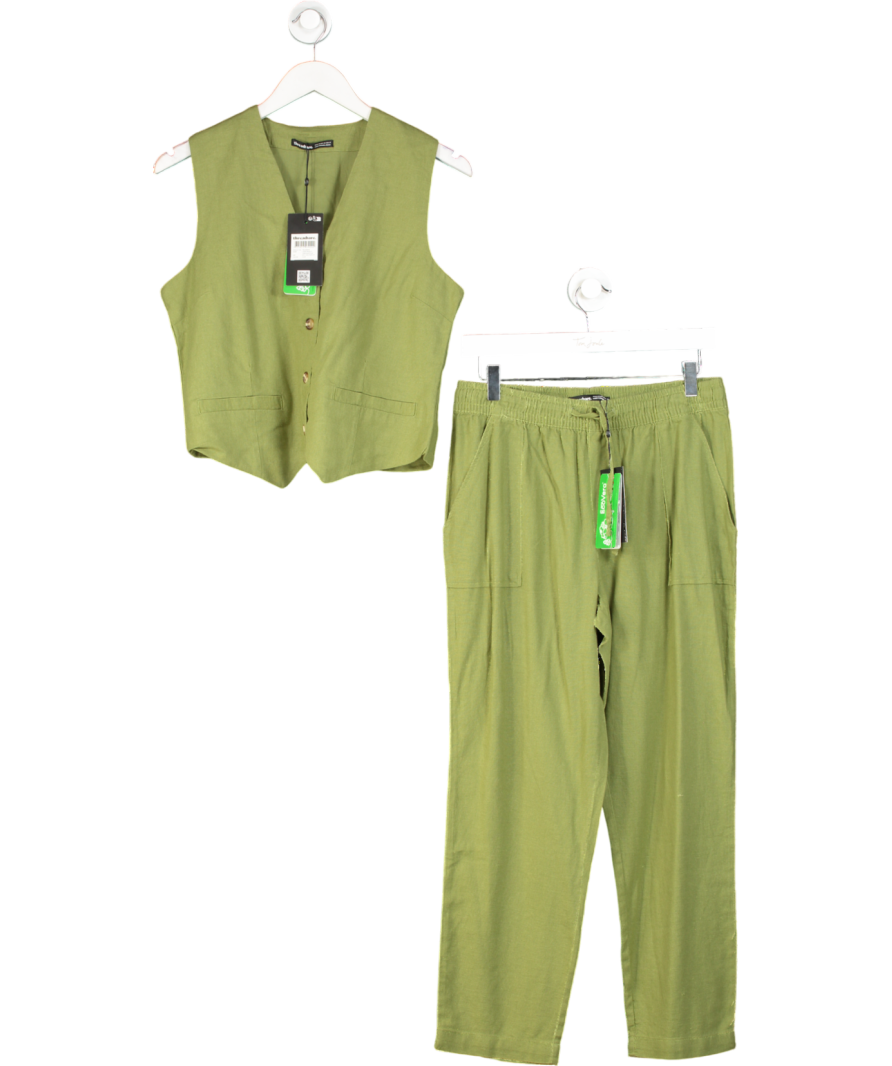 Threadbare Green Majesty Waistcoat And Rosewood Trouser Linen Set UK 12