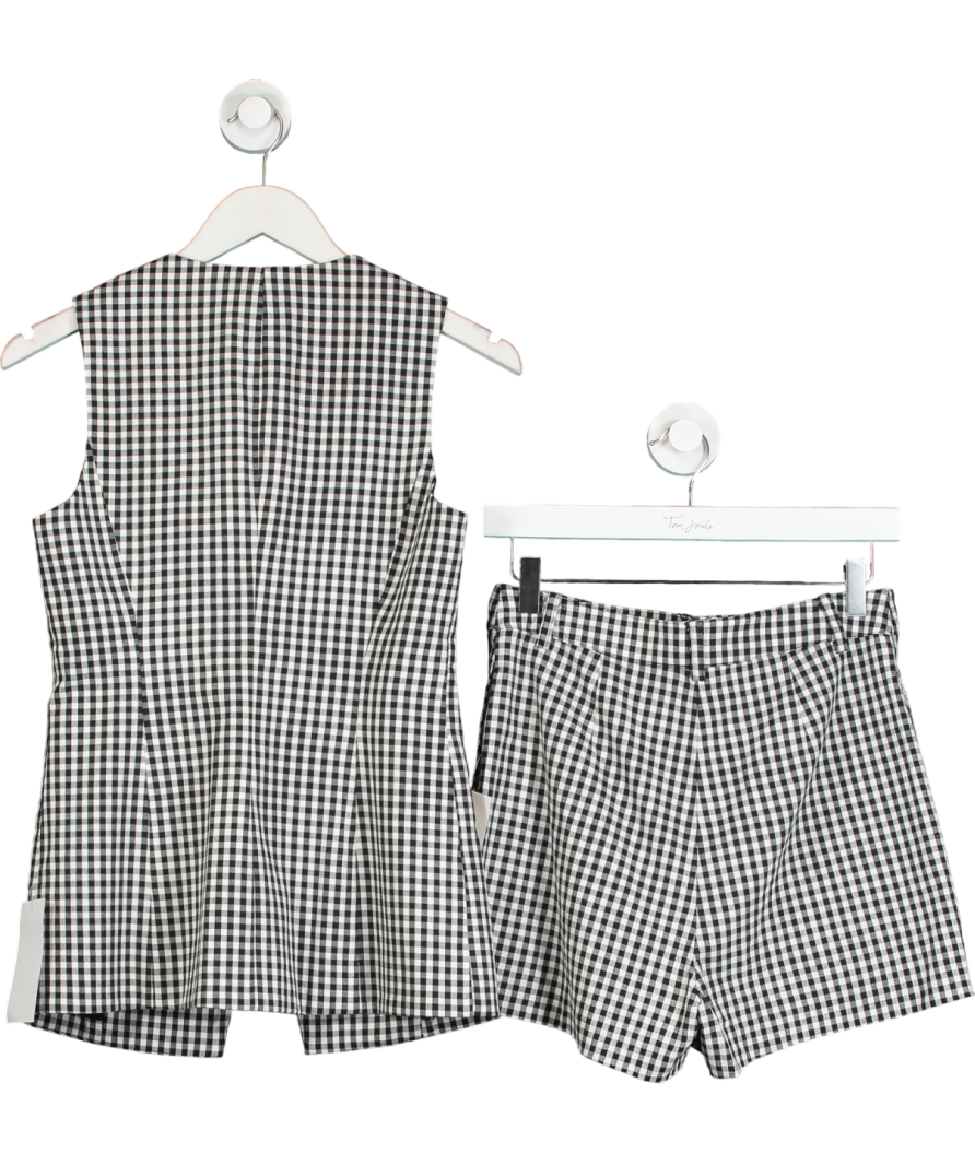 Nobody's Child Black / White 2-piece Gingham Tailored Longline Waistcoat And Shorts Suit UK 8