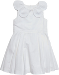 JACADI PARIS Cotton / Linen Blend White Sleevless Petal Collar Dress 6 Years