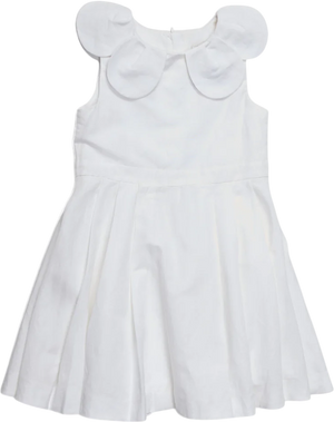 JACADI PARIS Cotton / Linen Blend White Sleevless Petal Collar Dress 6 Years