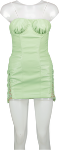 Camila Coelho Green Faux Leather Tie Side Mini Dress UK S