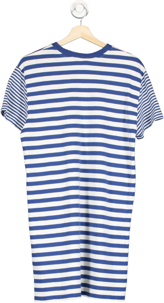 Polo Ralph Lauren Blue Striped Embroidered Polo Pony Logo T-Shirt Dress UK L