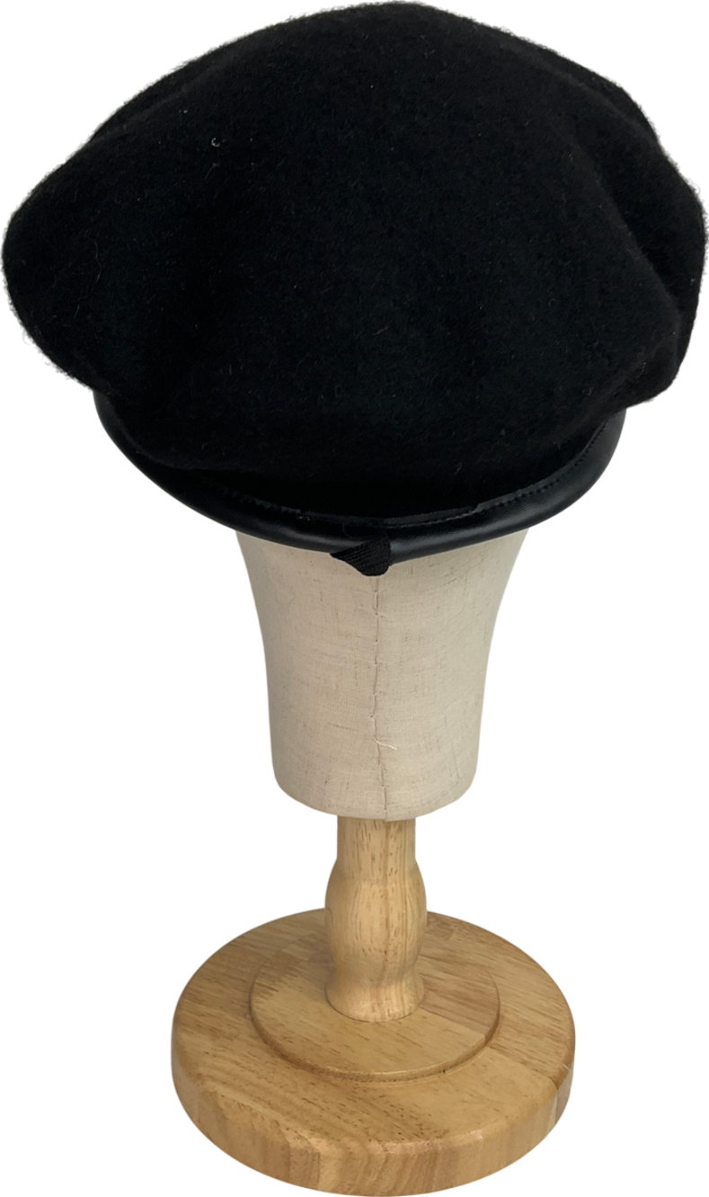 sacred hawk Black Embellished Beret Hat One Size
