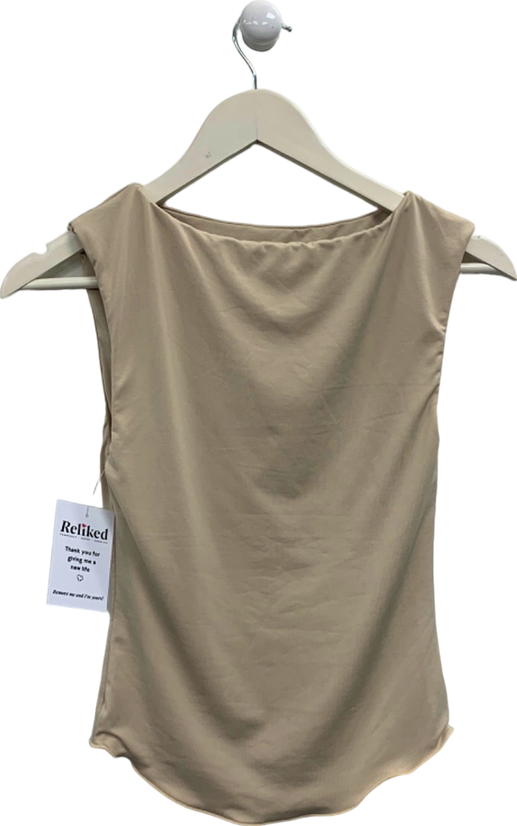 BELLE Beige Sleeveless Top UK XS