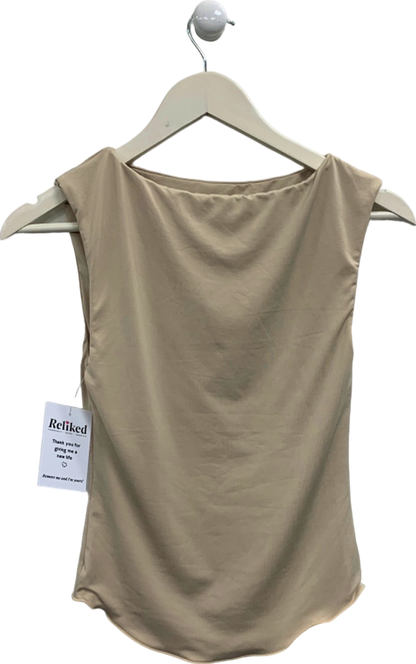 BELLE Beige Sleeveless Top UK XS