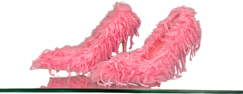 SIMMI Pink Faux Feathered Court Shoes UK 6 EU 39 👠
