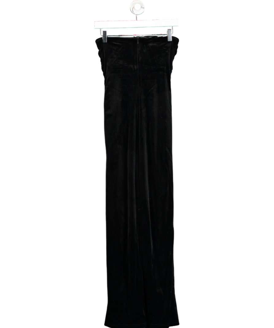 4th & Reckless Black Ailsa Velvet Bandeau Ruched Maxi Dress UK 8