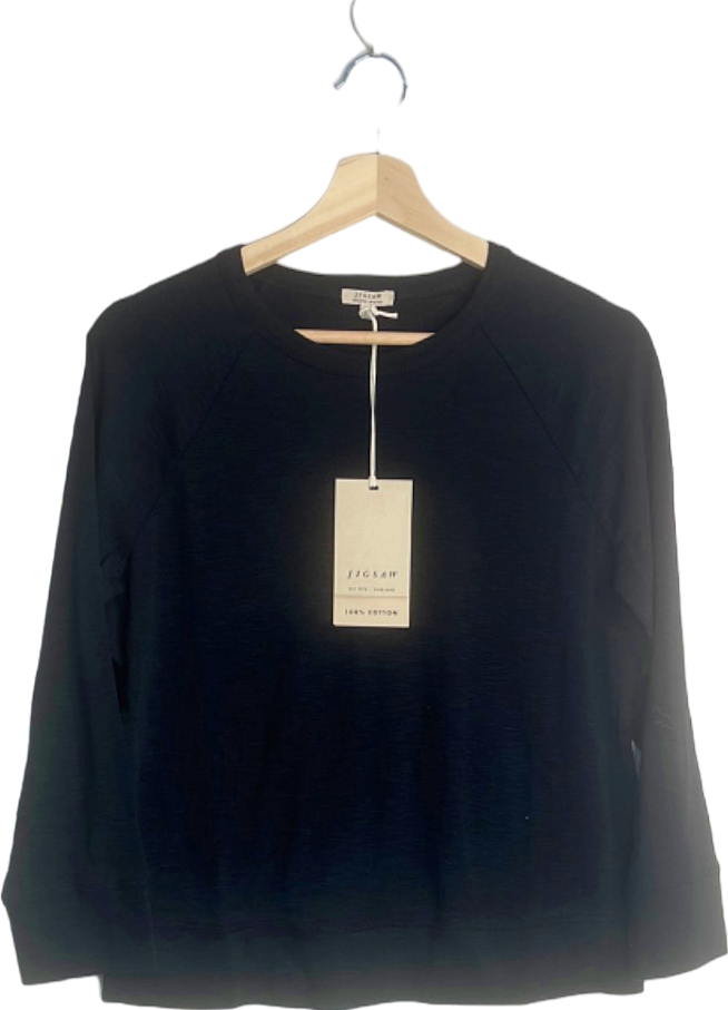Jigsaw Black Cotton Luxe Raglan Tee UK S