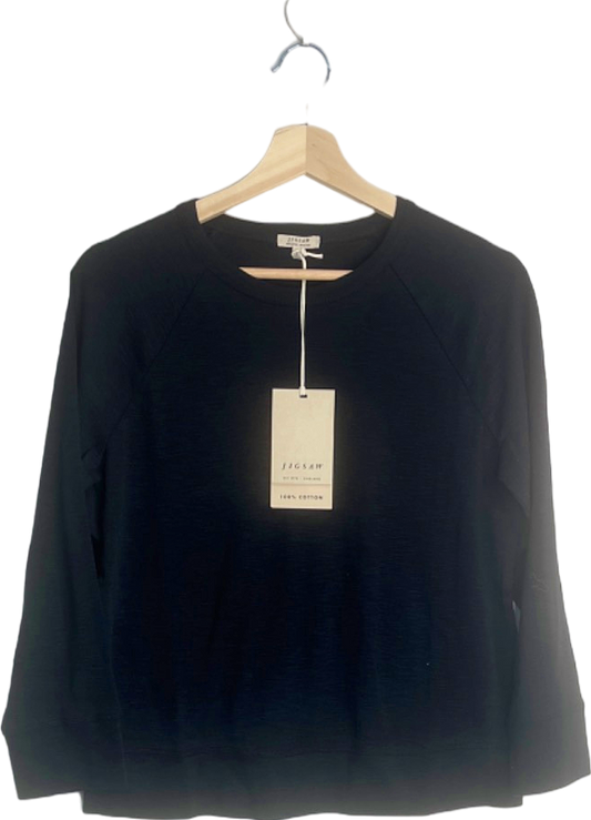 Jigsaw Black Cotton Luxe Raglan Tee UK S