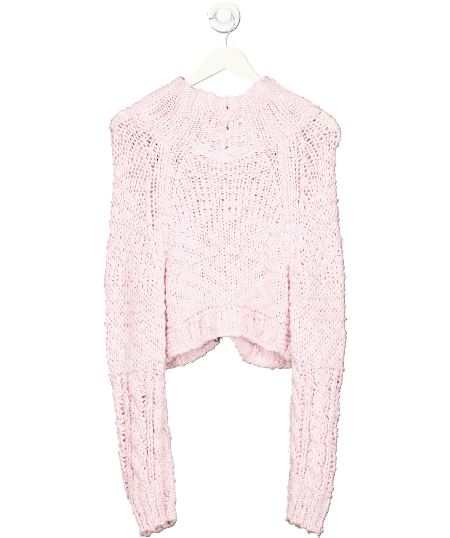 Free People Pink Knitted Zip Up UK XS