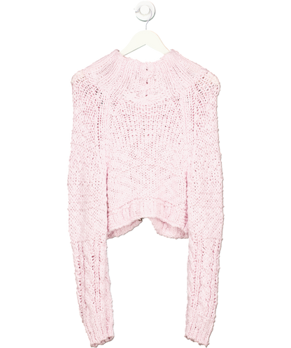 Free People Pink Knitted Zip Up UK XS