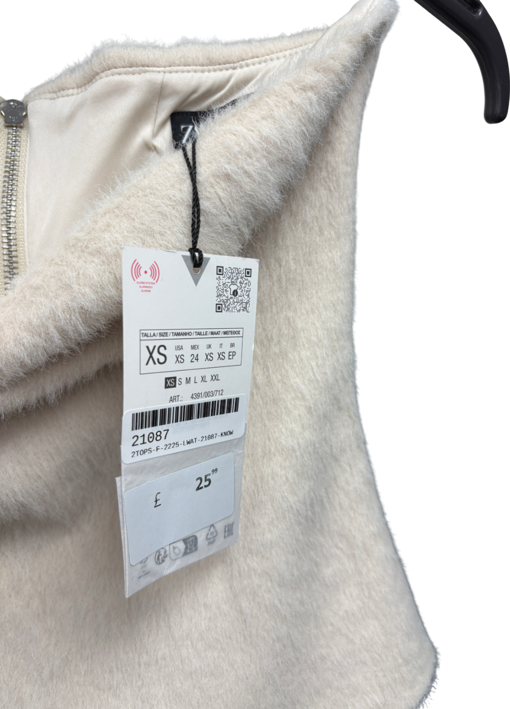 ZARA Cream Faux Fur Bandeau Top UK XS