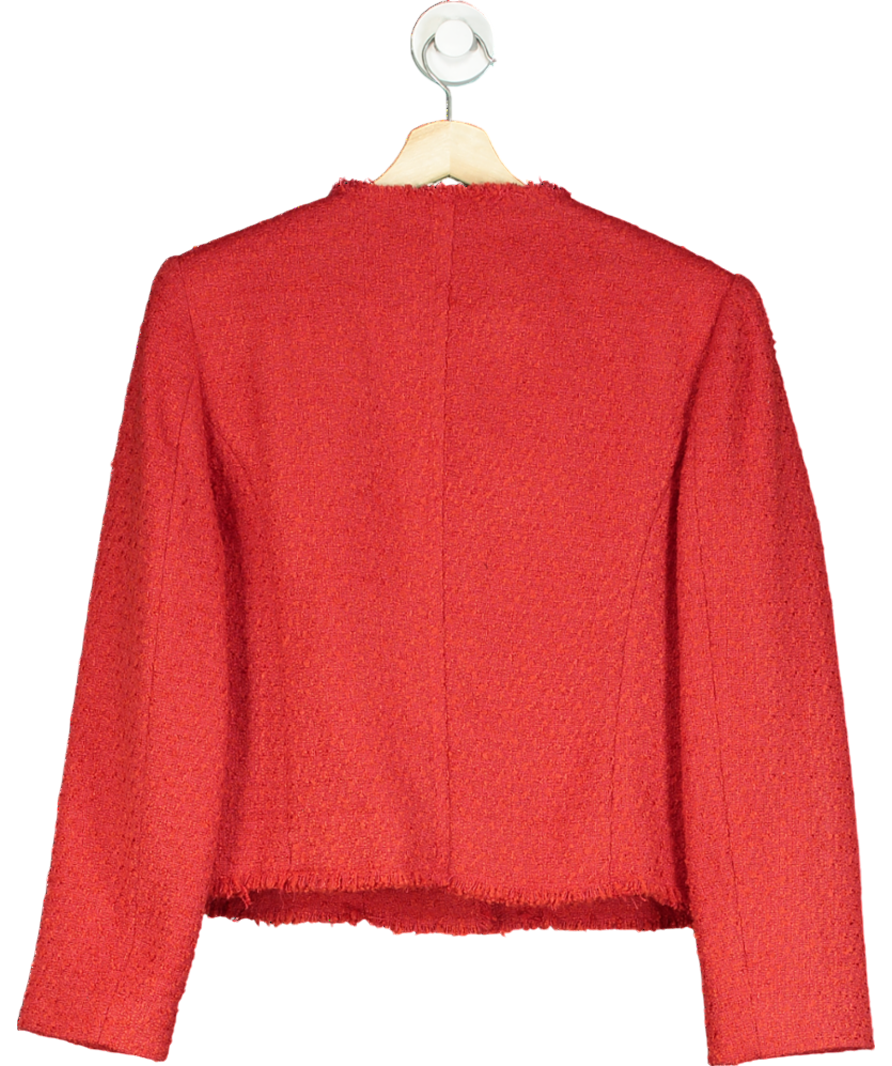 MANGO Red Tweed Jacket With Pockets UK L