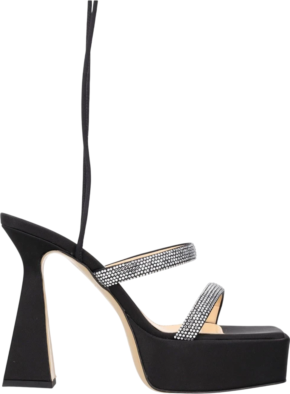 MACH & MACH Black Devon Crystal-embellished Satin Platform Sandals UK 5 EU 38
