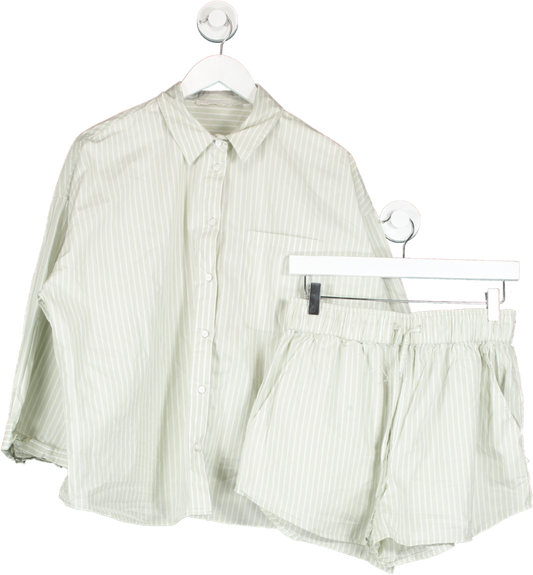 ZARA Green Striped Cotton Shirt Uk S And Shorts UK M