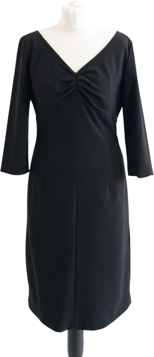 Calvin Klein Black V-neck 3/4 Sleeve Tailored Fitted  Dress Us8 UK 12