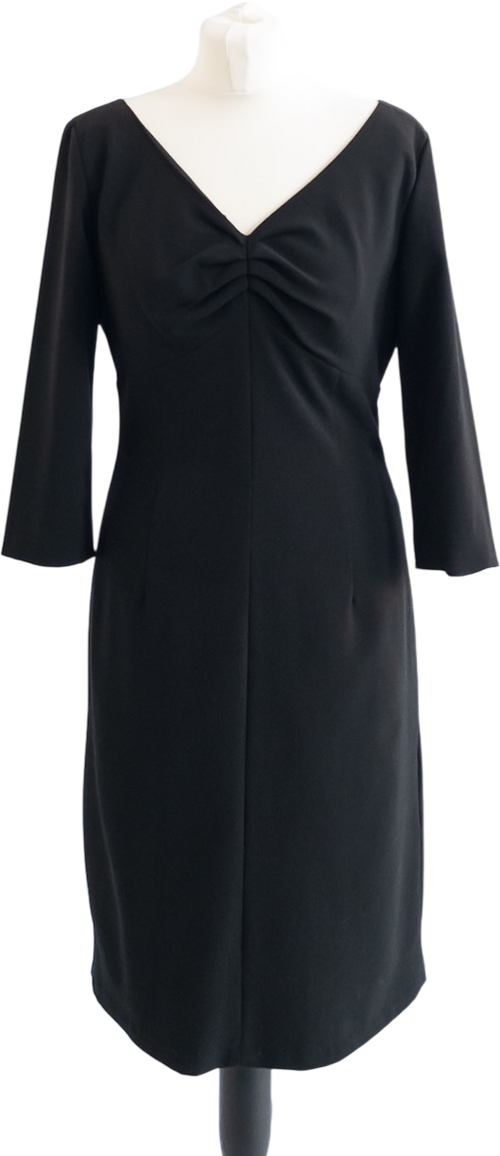 Calvin Klein Black V-neck 3/4 Sleeve Tailored Fitted  Dress Us8 UK 12