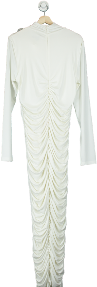 Karen Millen White Ruched Long-Sleeve Dress UK L