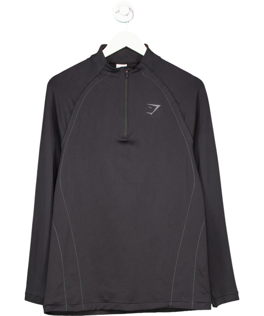 gymshark Black 1/4 Zip Long Sleeve Top UK M