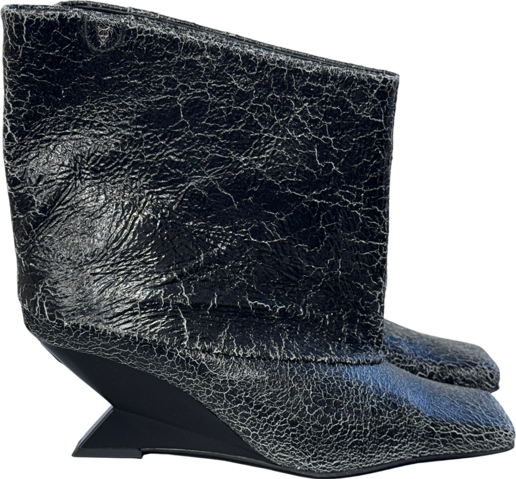 Naked Wolfe Shade Black Leather Wedge Boots UK 6 EU 39 👠