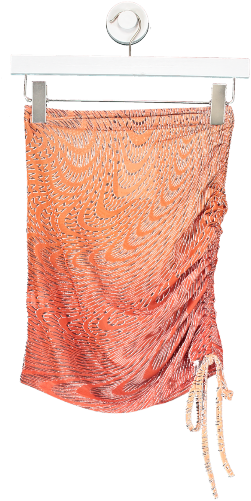 MURCI Orange Ruched Mesh Abstract Skirt UK 6