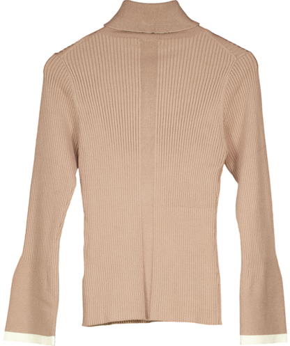 Varley Beige Ravena Ribbed Knit Top UK S