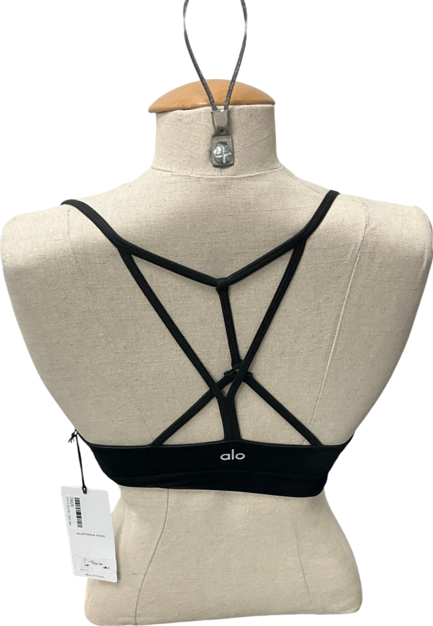 alo yoga Glossy Black Sports Bra UK XS