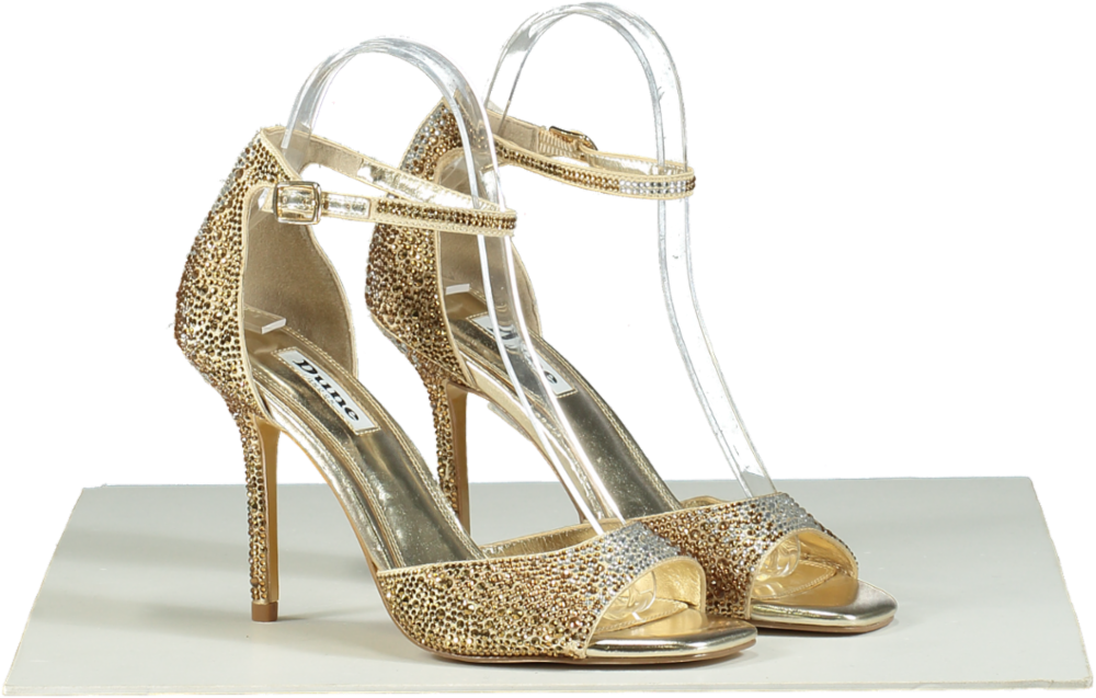 Dune London Gold Glitter High Heel Sandals EU 37 UK 4