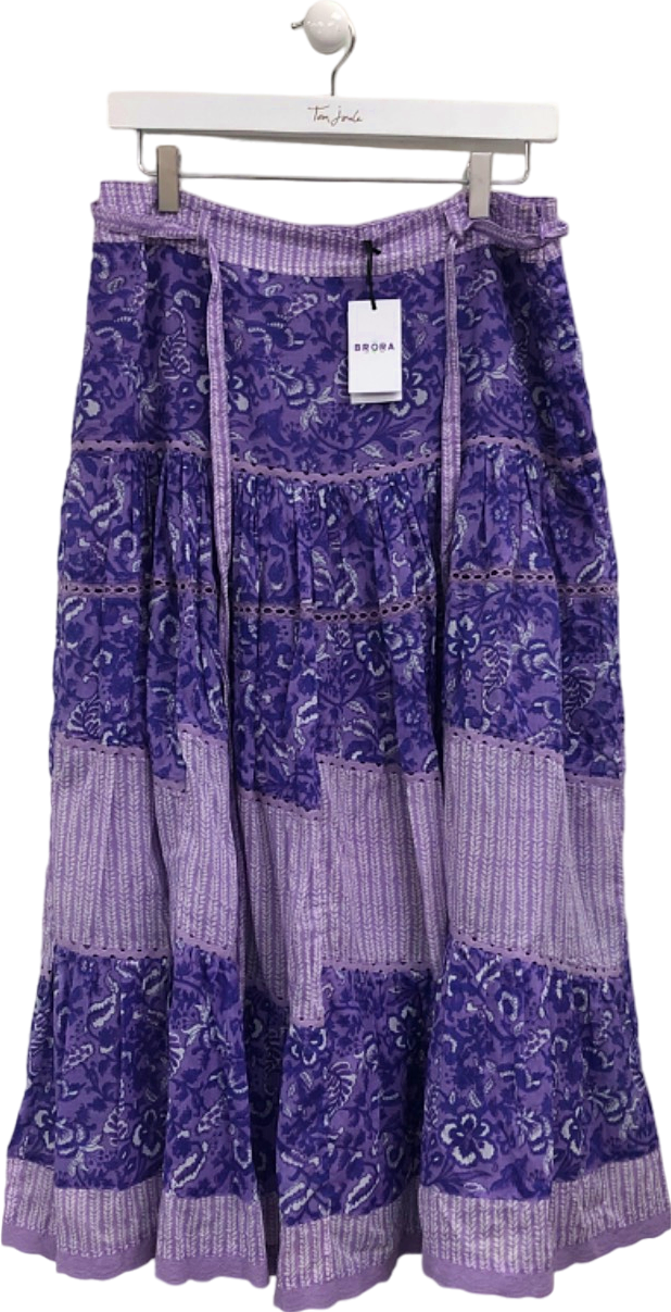 Brora Purple Patchwork Maxi Skirt UK 12