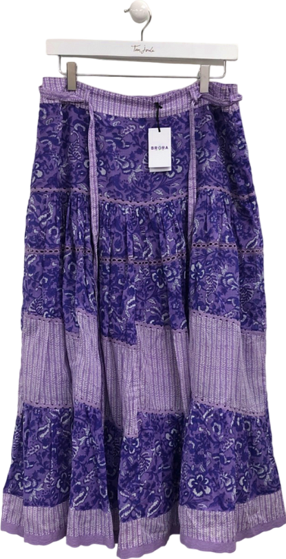 Brora Purple Patchwork Maxi Skirt UK 12