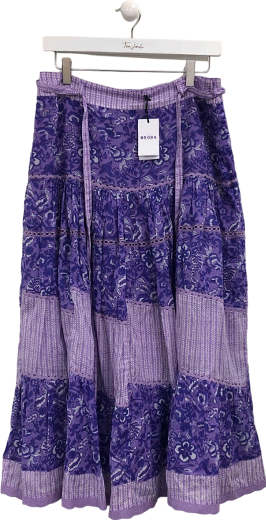 Brora Purple Patchwork Maxi Skirt UK 12