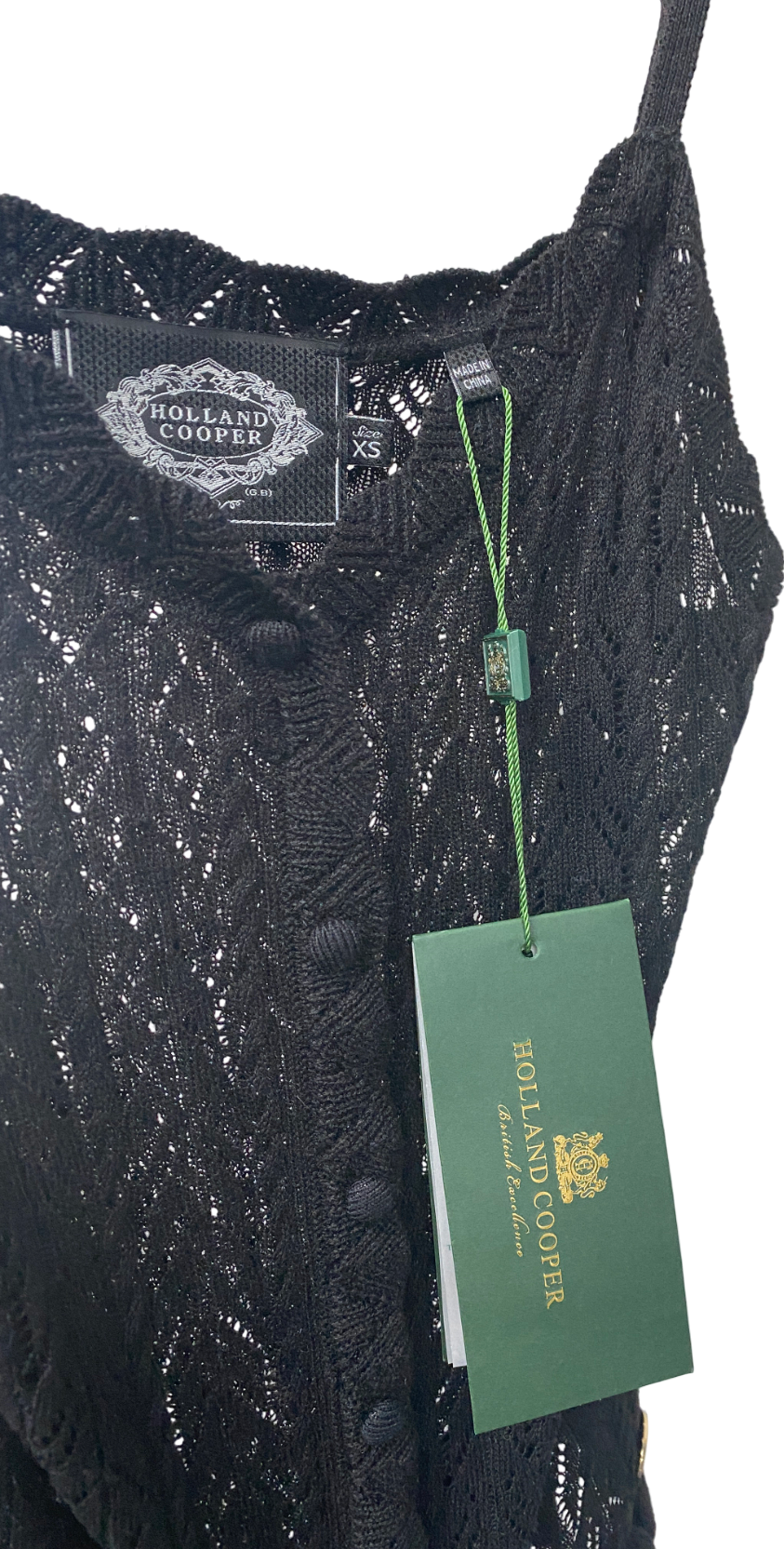 Holland Cooper Black Pointelle Cami Top UK XS