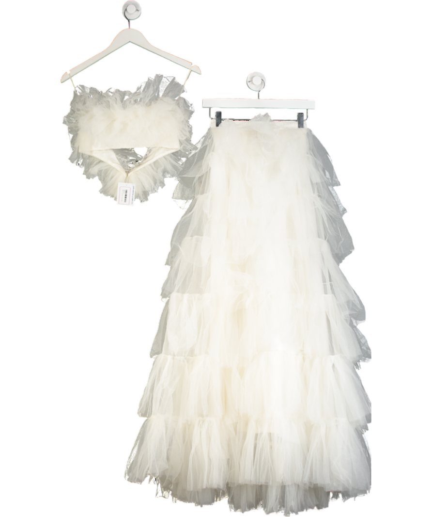 Millia London White Jasmine Strapless Bralette And Skirt UK XS