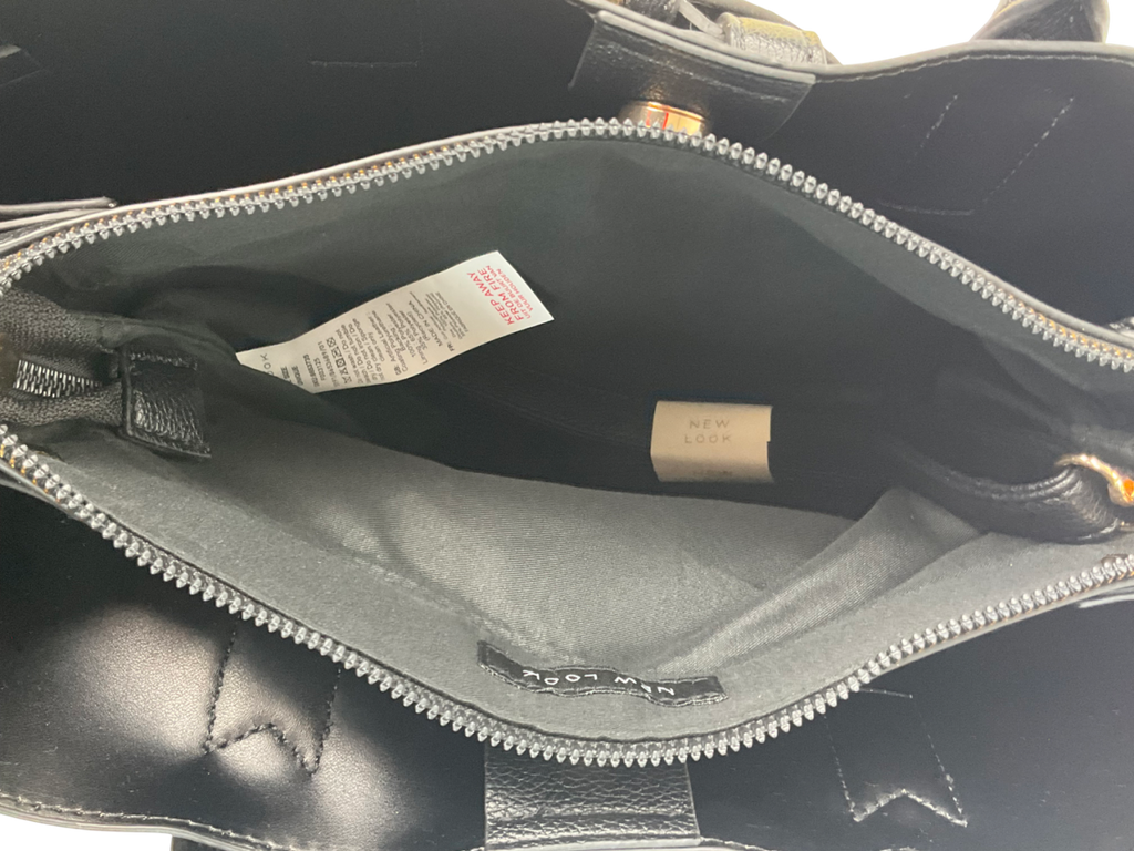 New Look Black Leather-look Buckle Tote Bag One Size